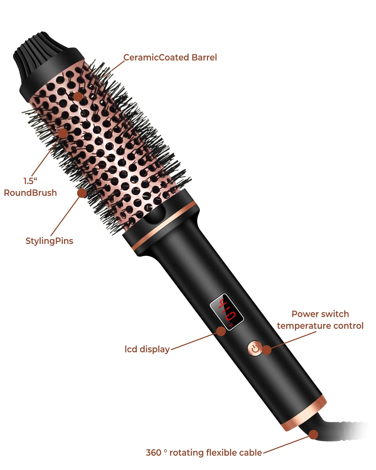 Thermal Hot Hair Curling Brush Iron